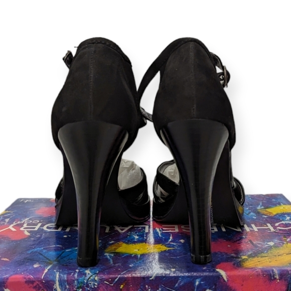 Chinese Laundry Heels Nyrvana Black Suede Open Toe Strappy High Heels NEW NIB - Picture 3 of 7